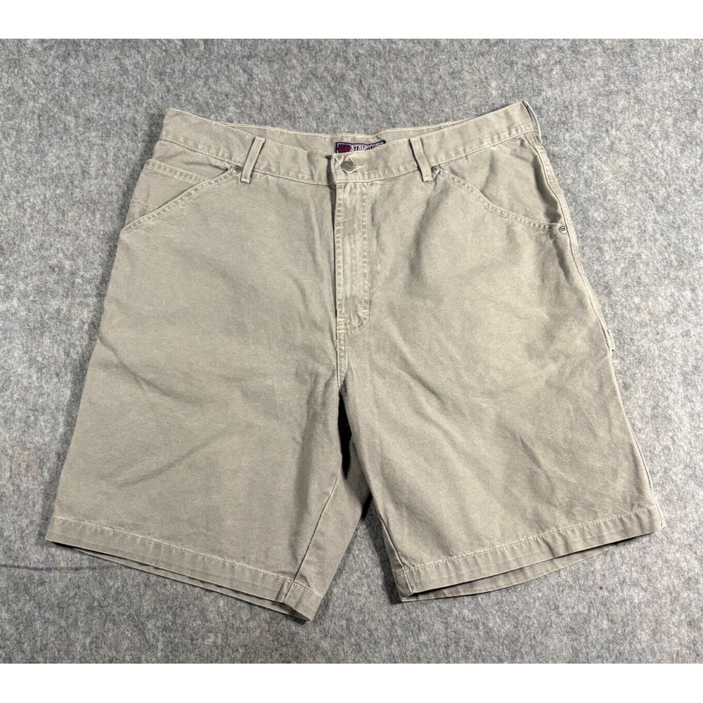Structure Men's Cargo Shorts Size 38 Tan Beige Flat Front Pockets Carpenter Work
